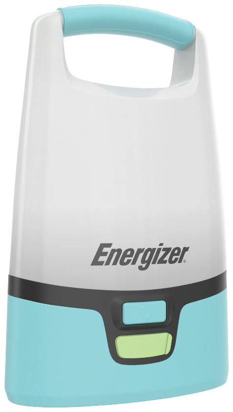 Lampe portable à pile Energizer avec poignée et base bleues, adaptée au camping ou à l'éclairage de secours.