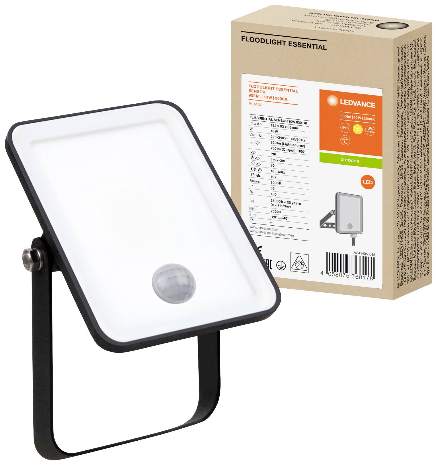 LEDVANCE FL Essential 4058075768178 Projecteur d'éclairage LED 10 W Couleur d'éclairage (ampoule LED): blanc chaud