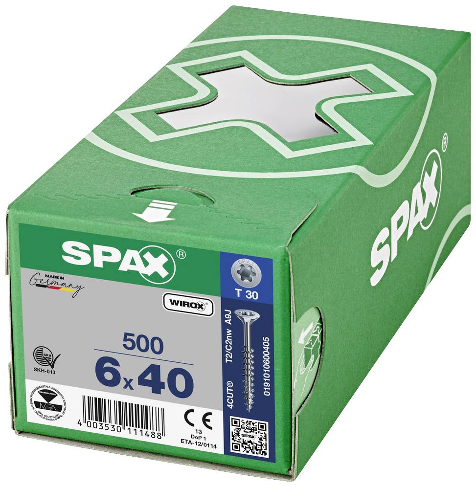 SPAX 0191010600405 Vis à bois 6 mm 40 mm T-STAR plus acier WIROX 500 pc(s)
