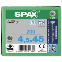 SPAX 0197000450453 Vis à bois 4.5 mm 45 mm T-STAR plus acier inoxydable A2 200 pc(s) SPAX 0197000450453 Vis à bois 4.5 mm 45 mm T-STAR plus acier inoxydable A2 200 pc(s)