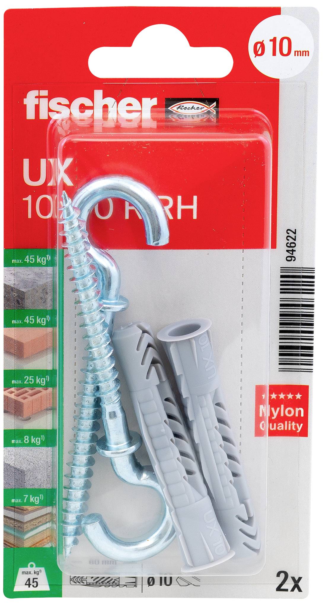 Fischer 094622 UX 10 x 60 R RH K NV Cheville universelle 60 mm 1 set