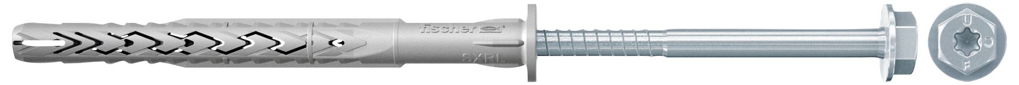 Un cheville grise avec une vis, adapté pour une fixation sécurisée dans des matériaux de construction solides.