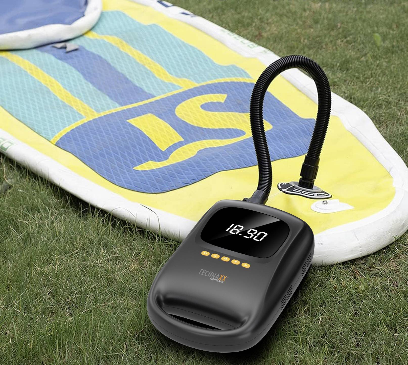 Compresseur sans fil Technaxx TX-266 5112 avec fonction powerbank, adaptateur 12V pour un fonctionnement filaire