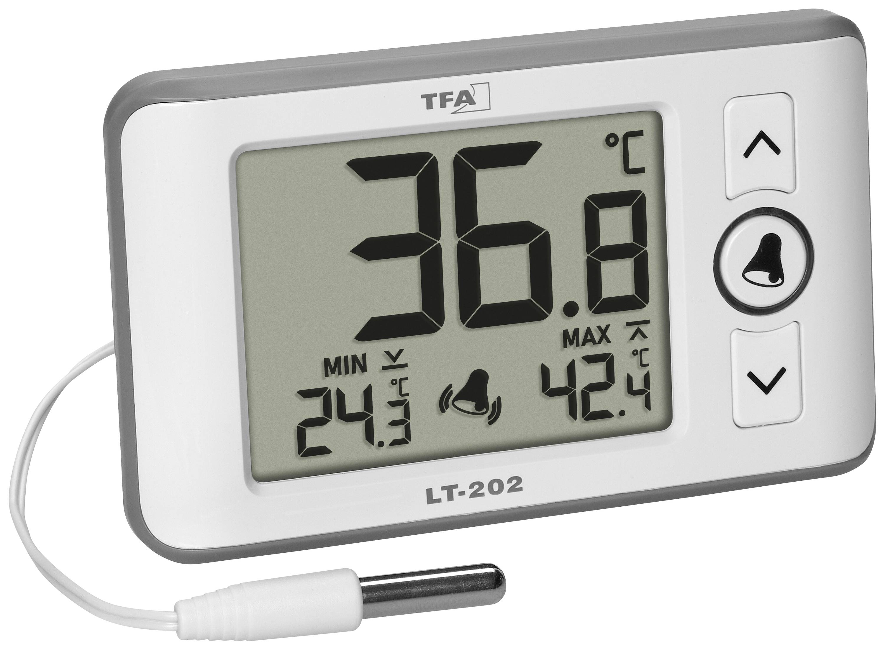 TFA Dostmann Digitales Profi-Thermometer mit Kabelfühler LT 202 Thermomètre blanc 30.1052.02
