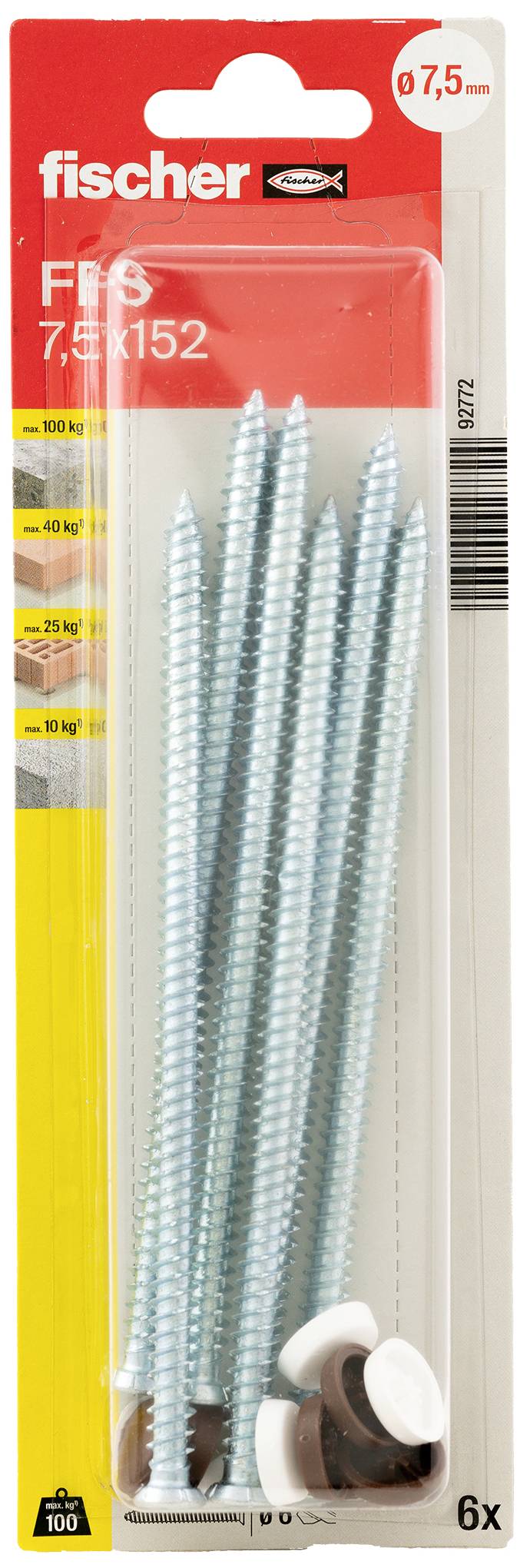 Fischer 532748 FFS 7,5 x 182 K NV Cheville pour cadre de fenêtre 182 mm 1 set