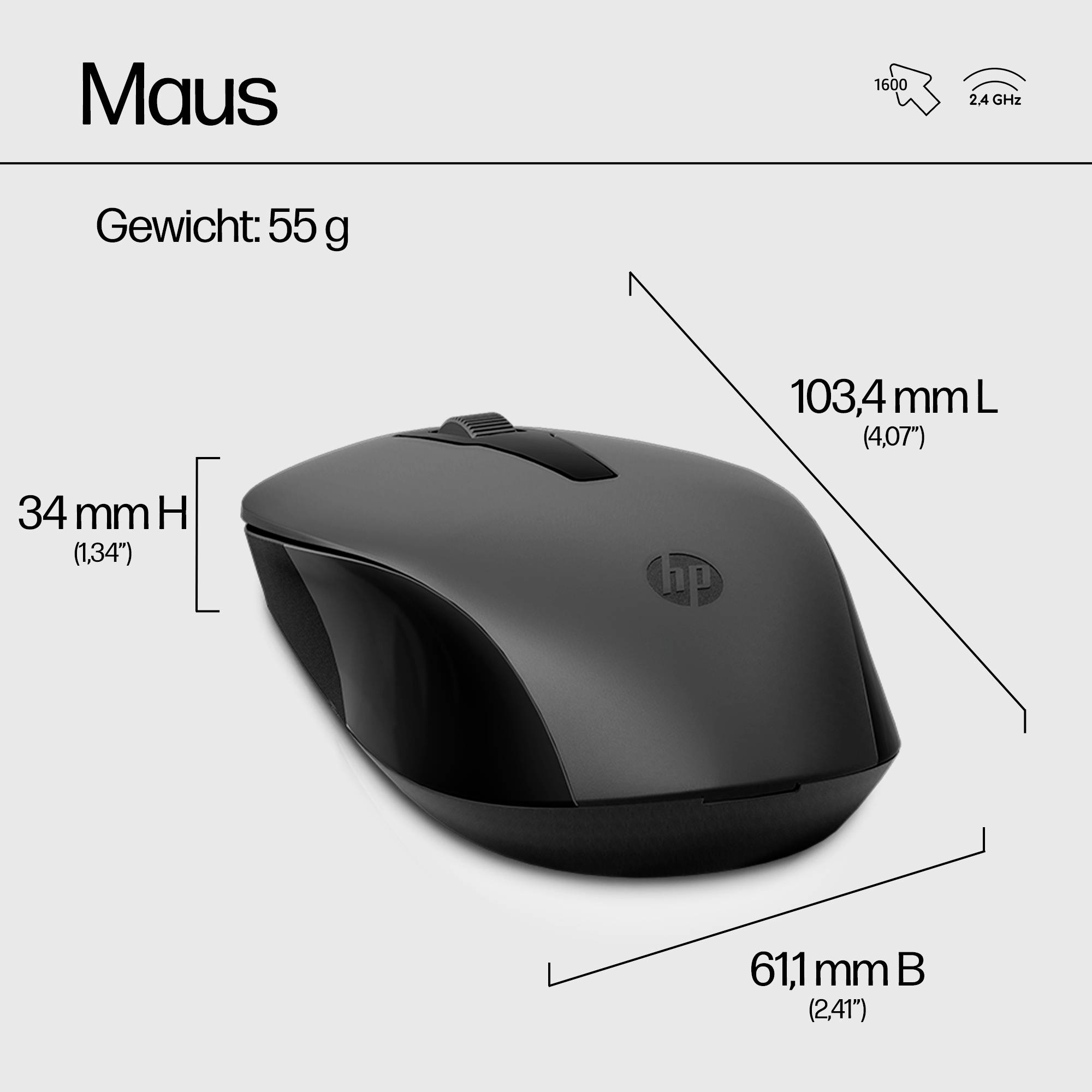 HP 330 sans fil Kit souris + clavier allemand, QWERTZ noir
