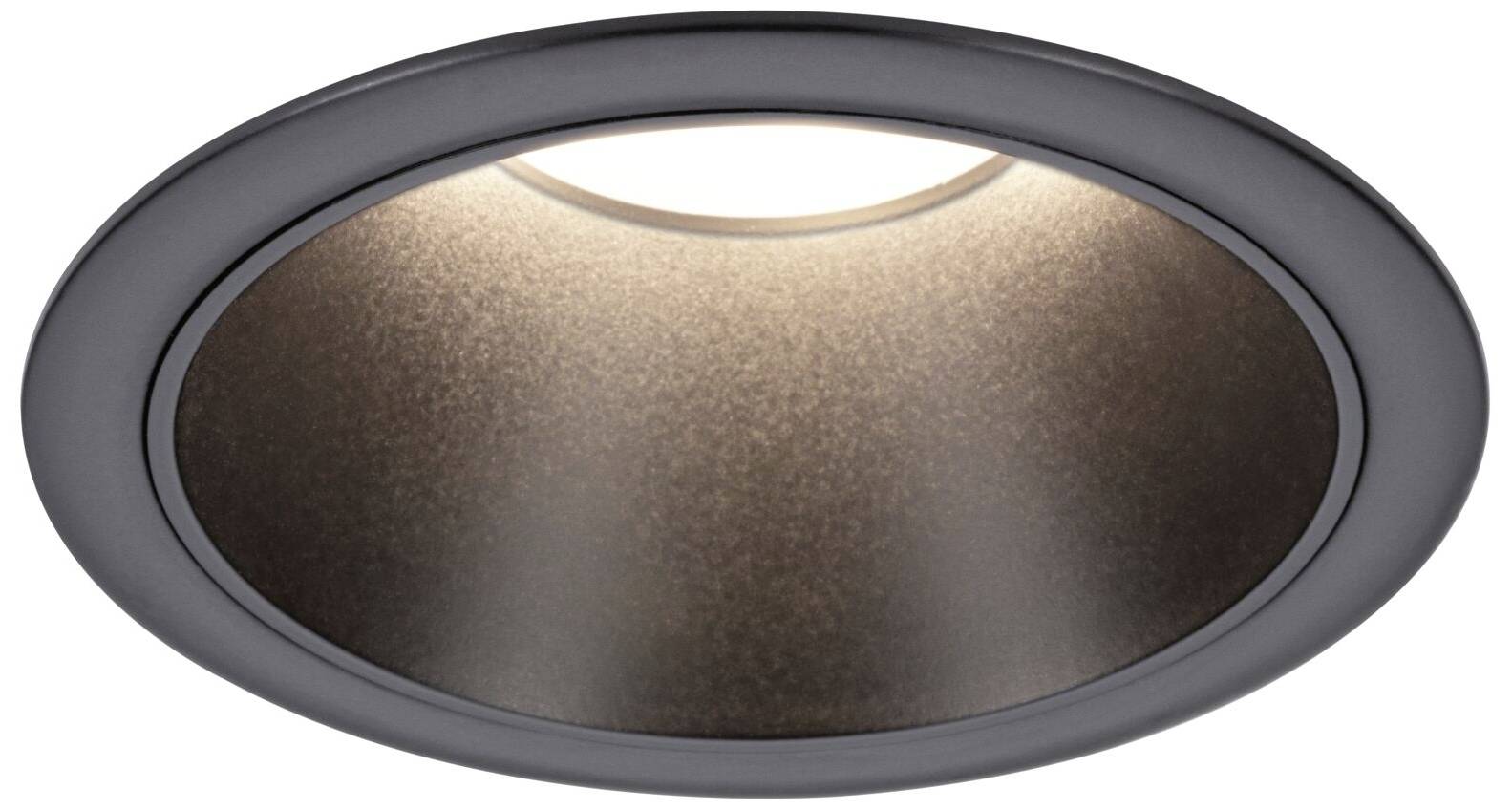 Luminaire encastré au bord sombre et à l'éclairage intérieur clair. Utilisé pour un éclairage d'ambiance discret dans des intérieurs modernes.