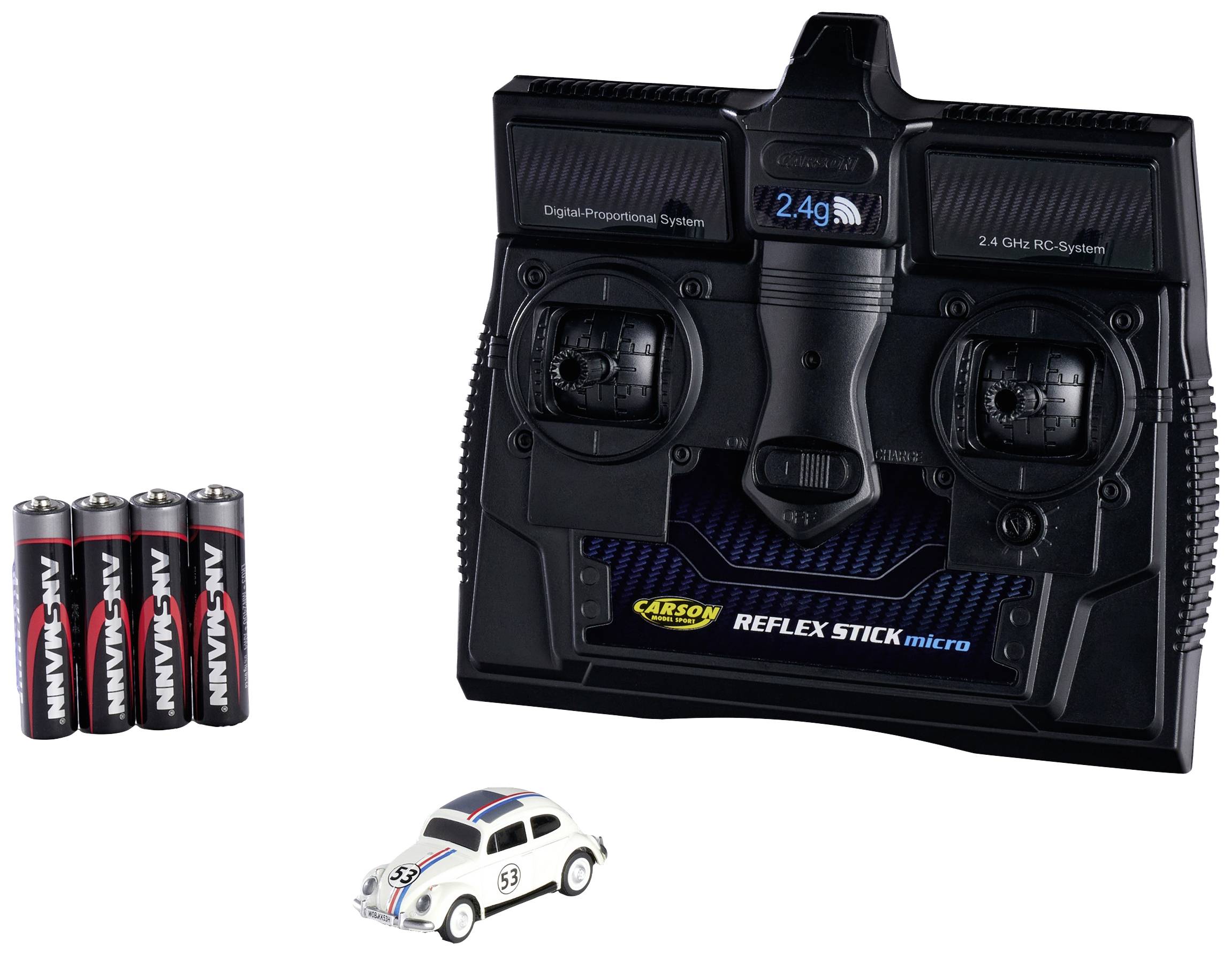 Carson Modellsport 500504153 VW Beetle Rallye 1:87 Auto RC électrique Voiture de tourisme avec accu, chargeur et piles pou