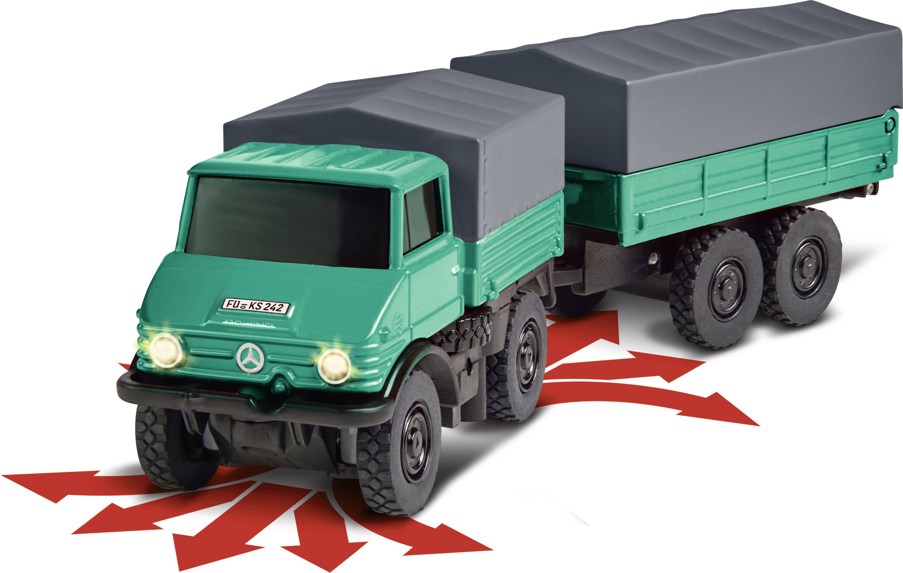 Carson Modellsport 500504165 MB Unimog Forst mit Hänger 1:87 Camion RC électrique Voiture de tourisme
