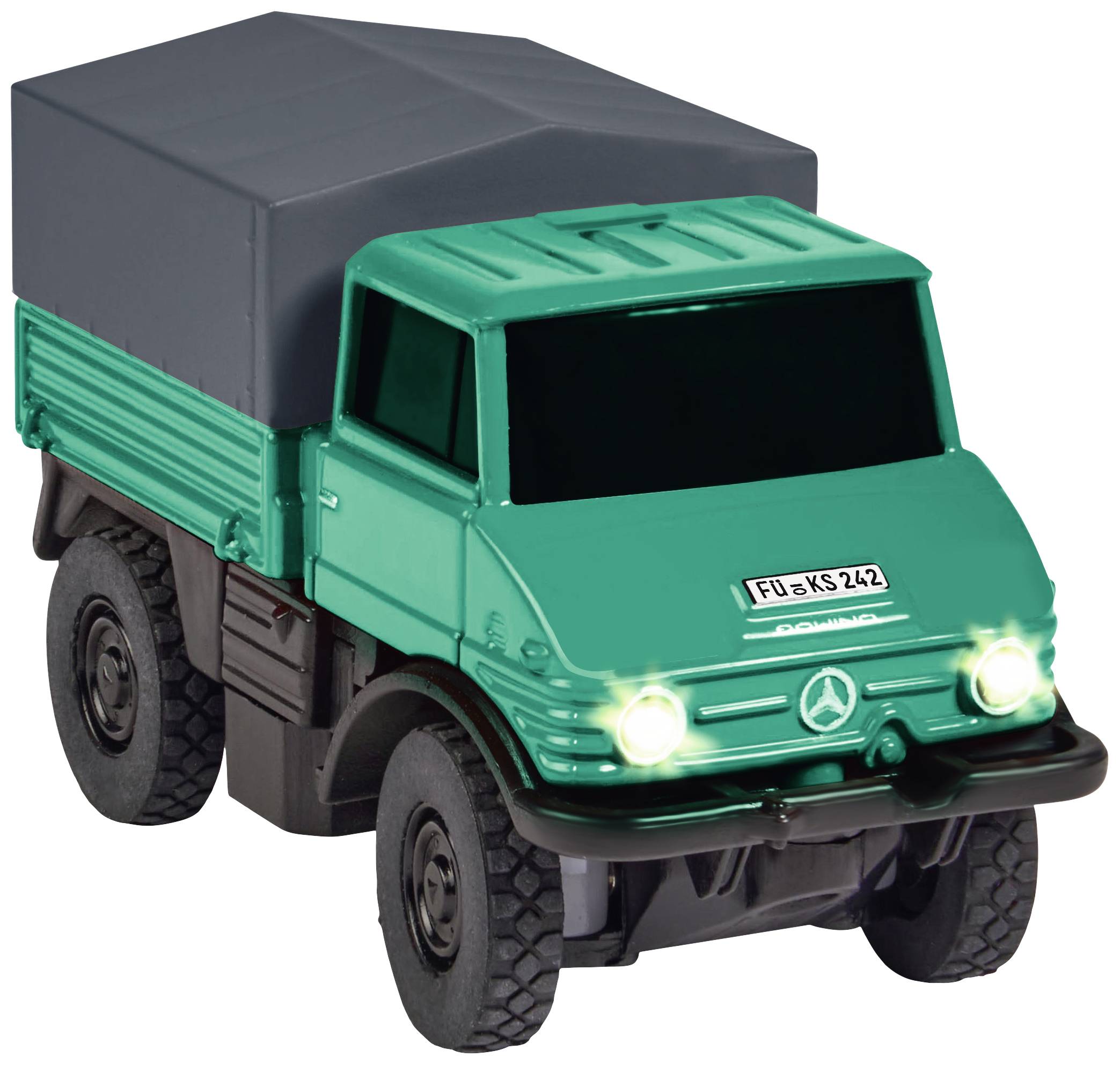 Carson Modellsport 500504165 MB Unimog Forst mit Hänger 1:87 Camion RC électrique Voiture de tourisme