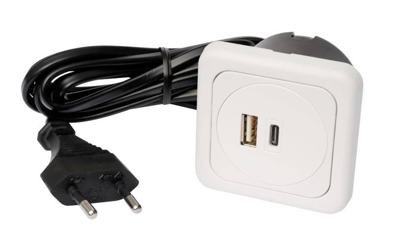 interBär 9016-018.81 x3 Prise de charge USB une pièce avec USB, avec USB-C® IP20 blanc