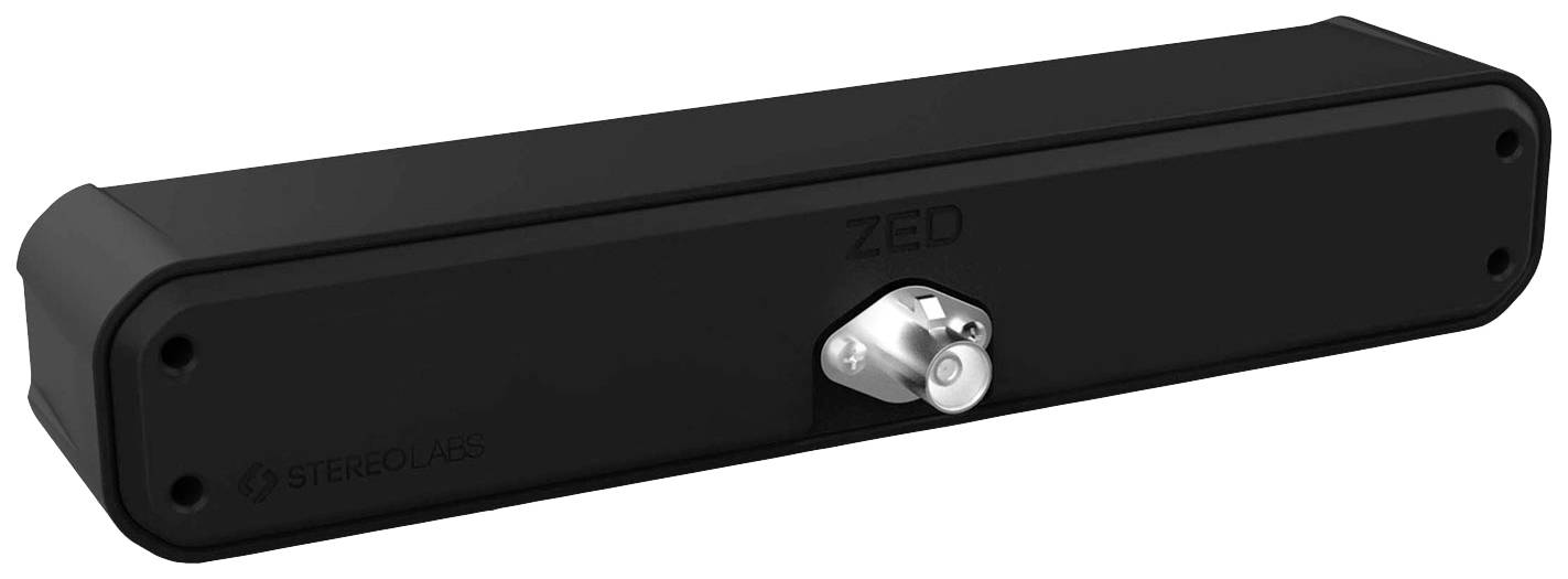 Objet rectangulaire noir portant l'inscription 'ZED' au centre et doté d'un connecteur métallique argenté.