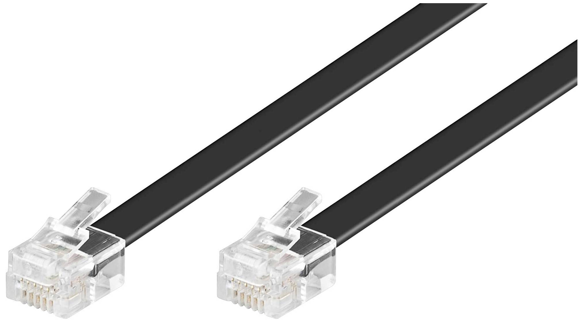 Deux câbles réseau noirs avec des connecteurs RJ45 à leurs extrémités, utilisés pour les connexions Ethernet dans les réseaux informatiques.