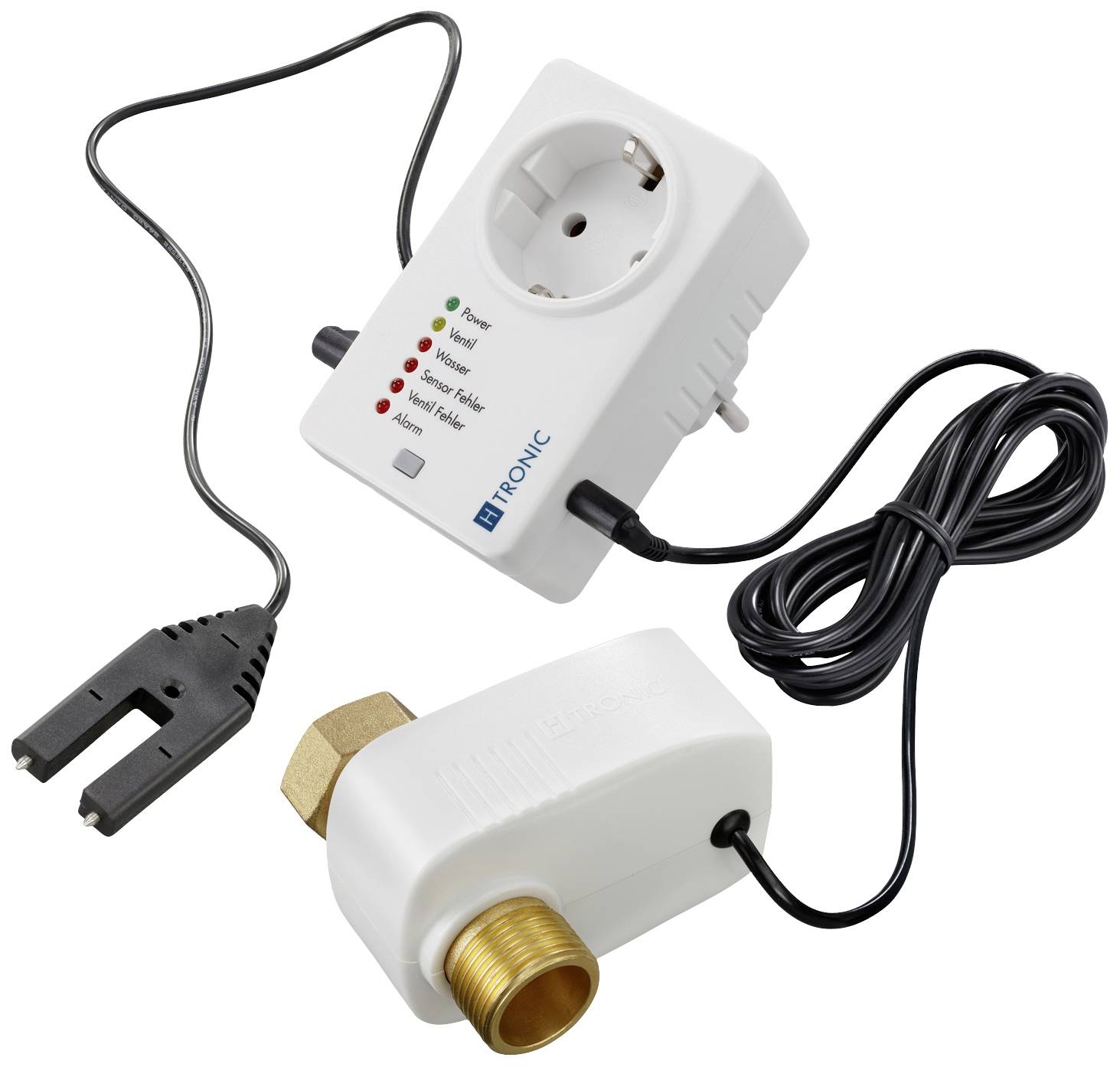 H-Tronic 1114725 WSS 1 Détecteur d'eau avec capteur externe sur secteur, sur prise