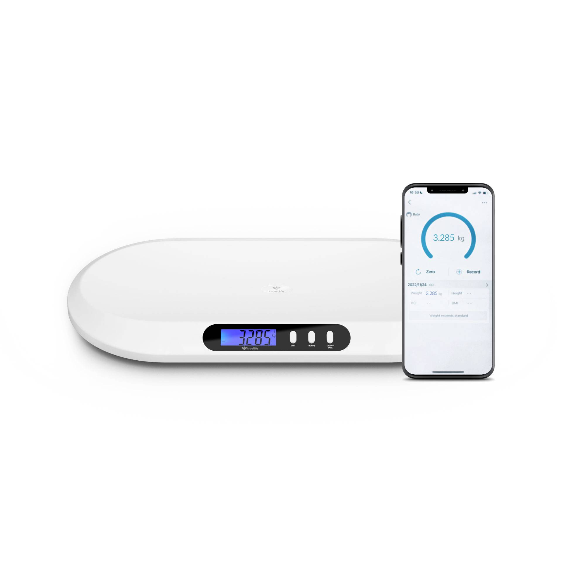 truelife B5 BT Pèse-bébé numérique Plage de pesée (max.)=20 kg blanc avec Bluetooth