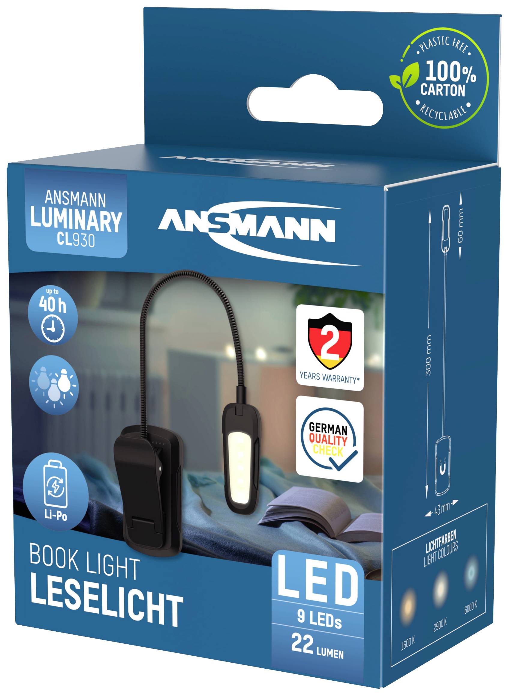 Ansmann 1600-0531 Clip-Light Petite lampe mobile LED noir
