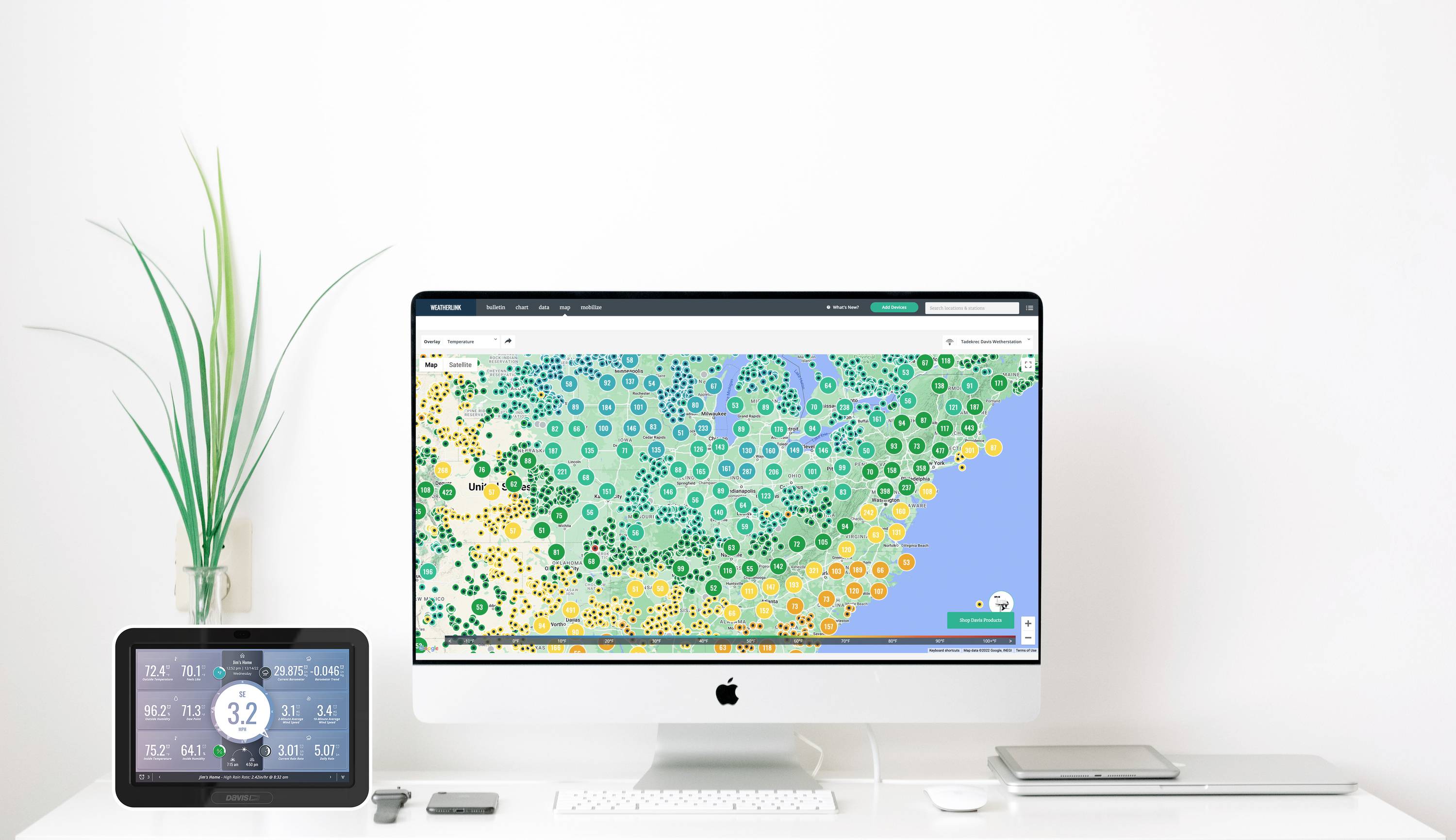 Davis Instruments Weatherlink Touch Console 6313EU Station météo radiopilotée Nombre de capteurs max. 80