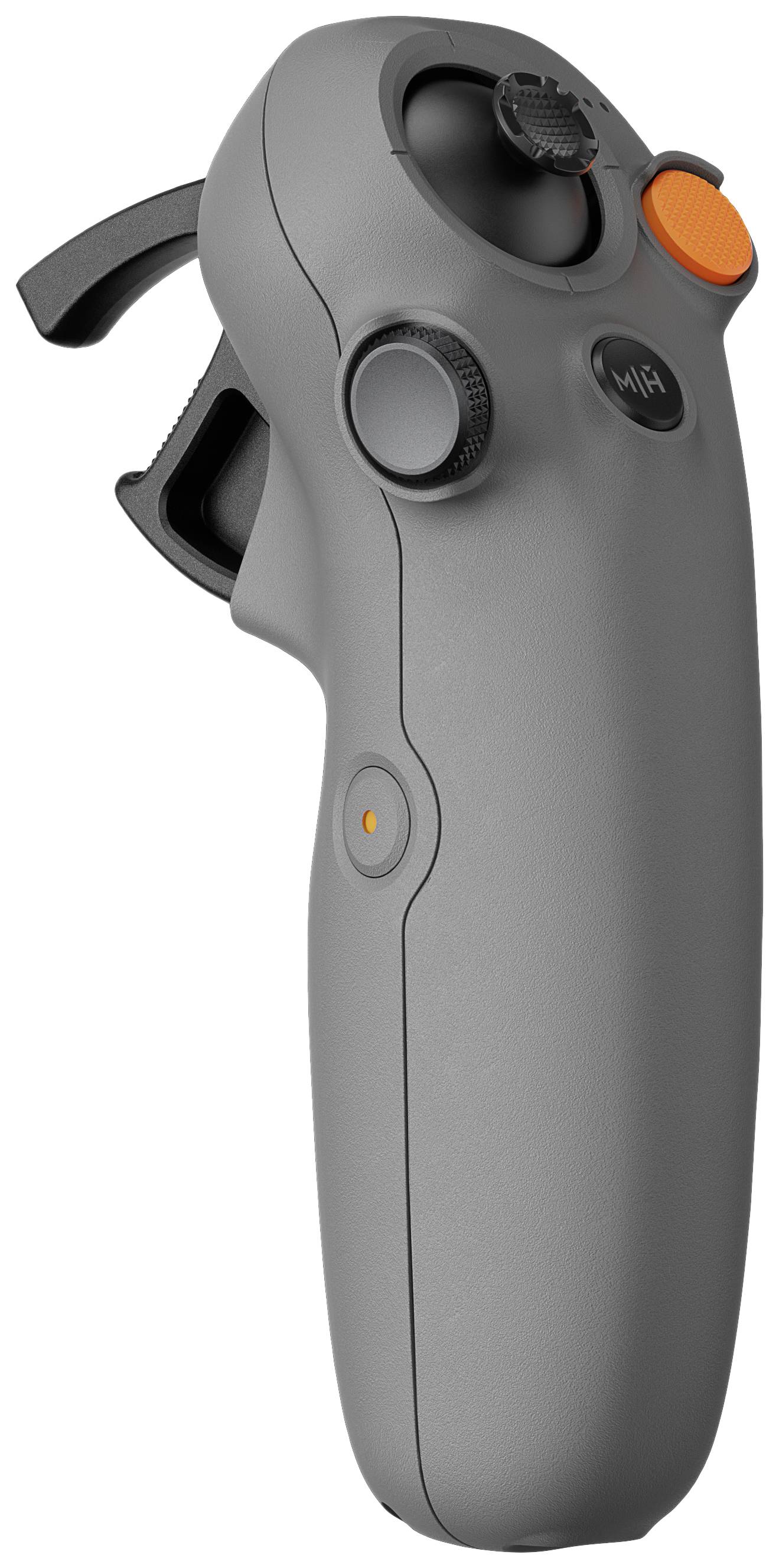 Manette de jeu grise avec plusieurs boutons et joysticks, présentant un design ergonomique pour une expérience de jeu optimale.