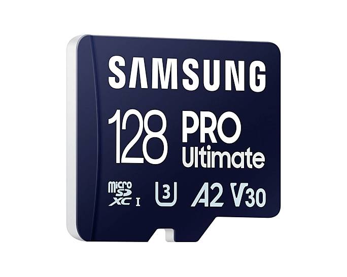 Samsung PRO Ultimate Carte microSD 128 GB Class 3 UHS-I , v30 Video Speed Class, A2 Application Performance Class avec lecteur de