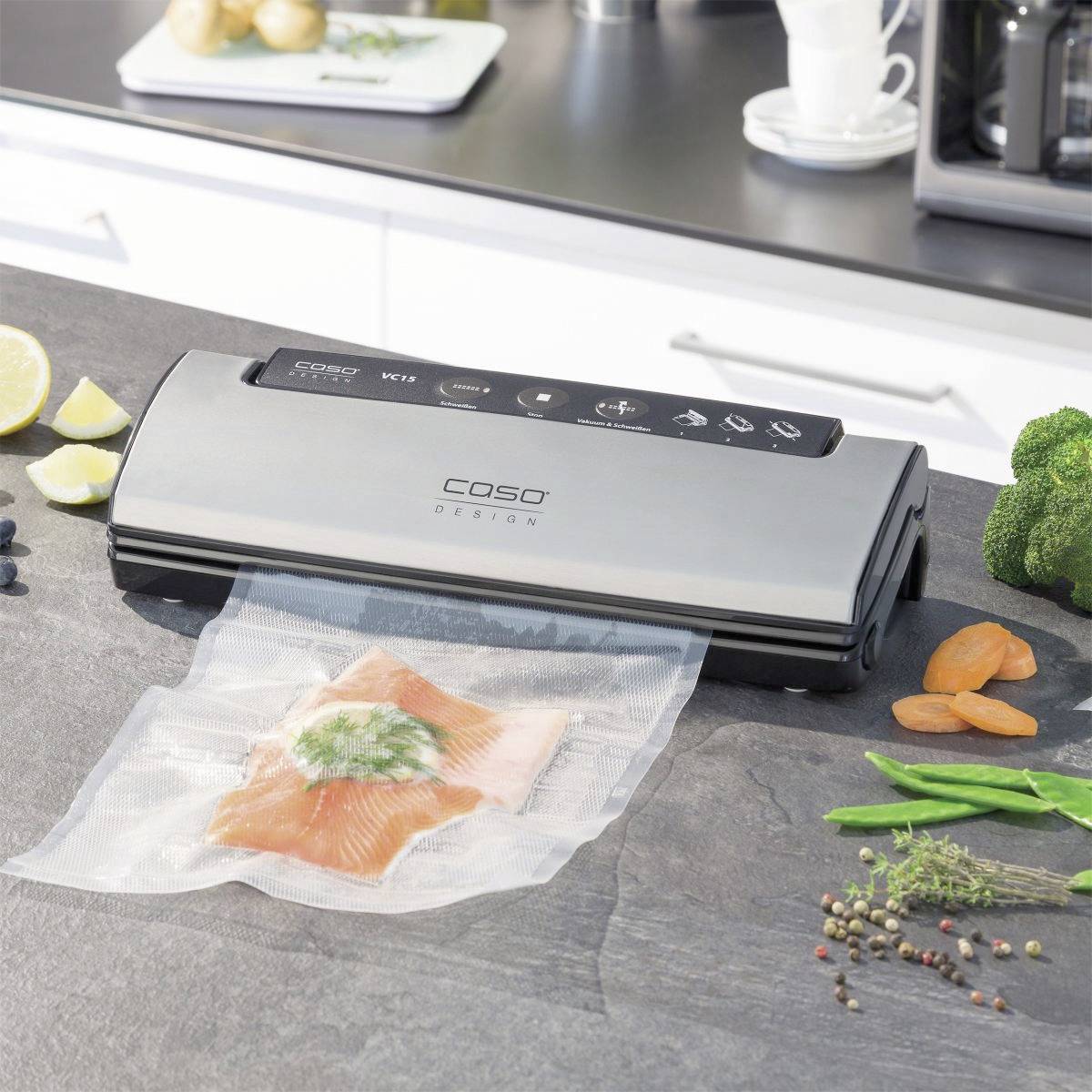 CASO 1371 VC 15 Inox Machine sous vide (l x H x P) 360 x 90 x 150 mm