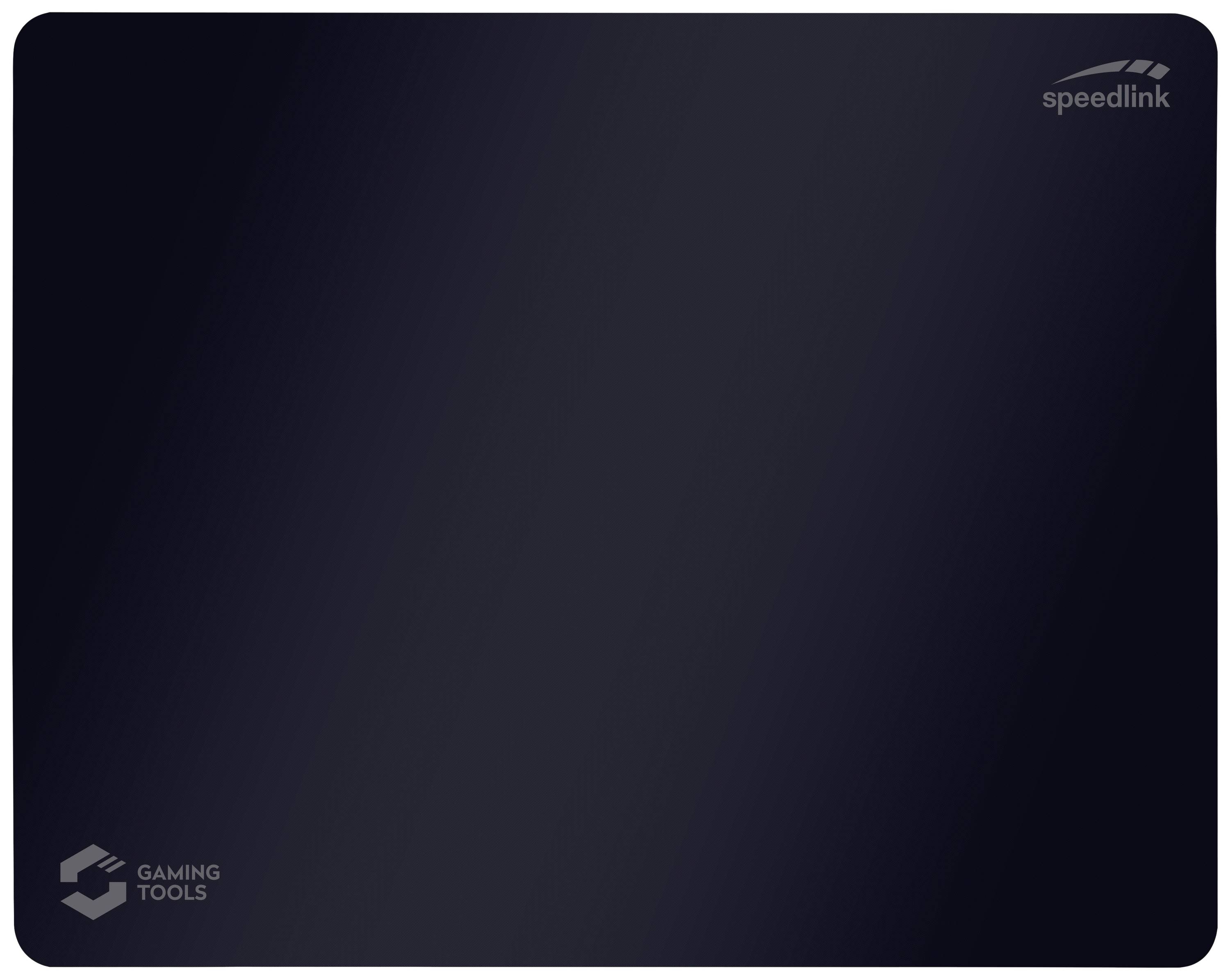 Un tapis de souris noir avec le logo 'Speedlink' dans le coin supérieur droit et le logo 'Gaming Tools' dans le coin inférieur gauche.