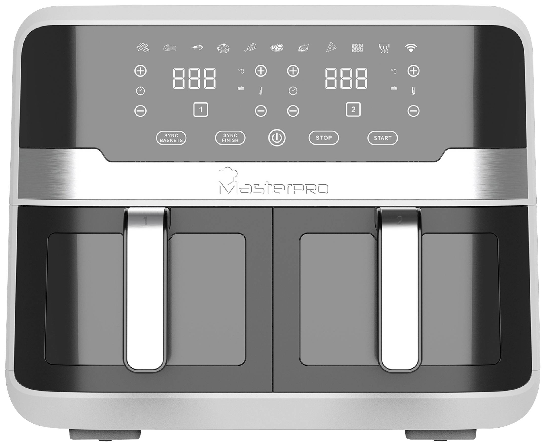 MasterPRO Rocket Duo Friteuse à air chaud 9 l 2400 W avec écran, voyant lumineux noir, argent