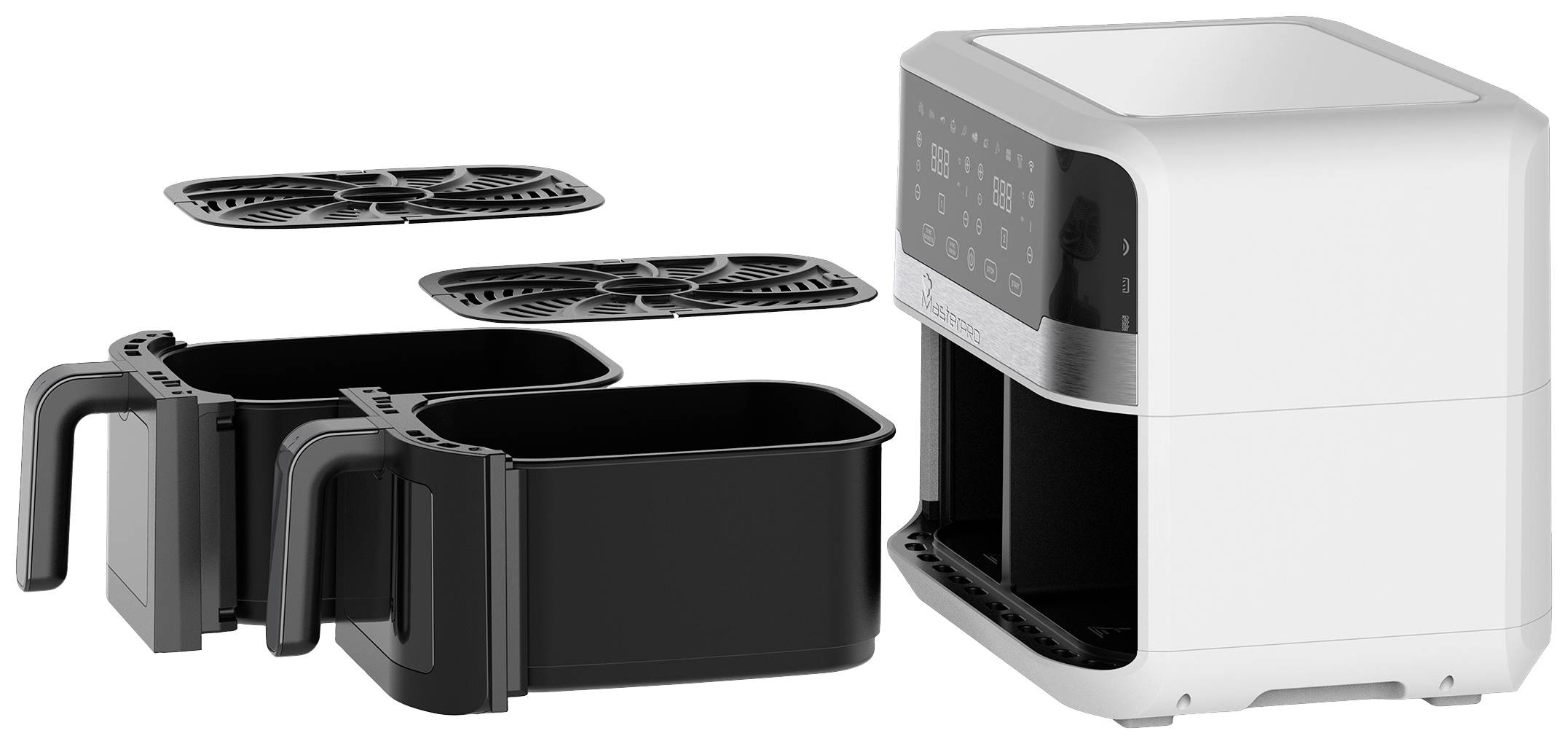 MasterPRO Rocket Duo Friteuse à air chaud 9 l 2400 W avec écran, voyant lumineux noir, argent