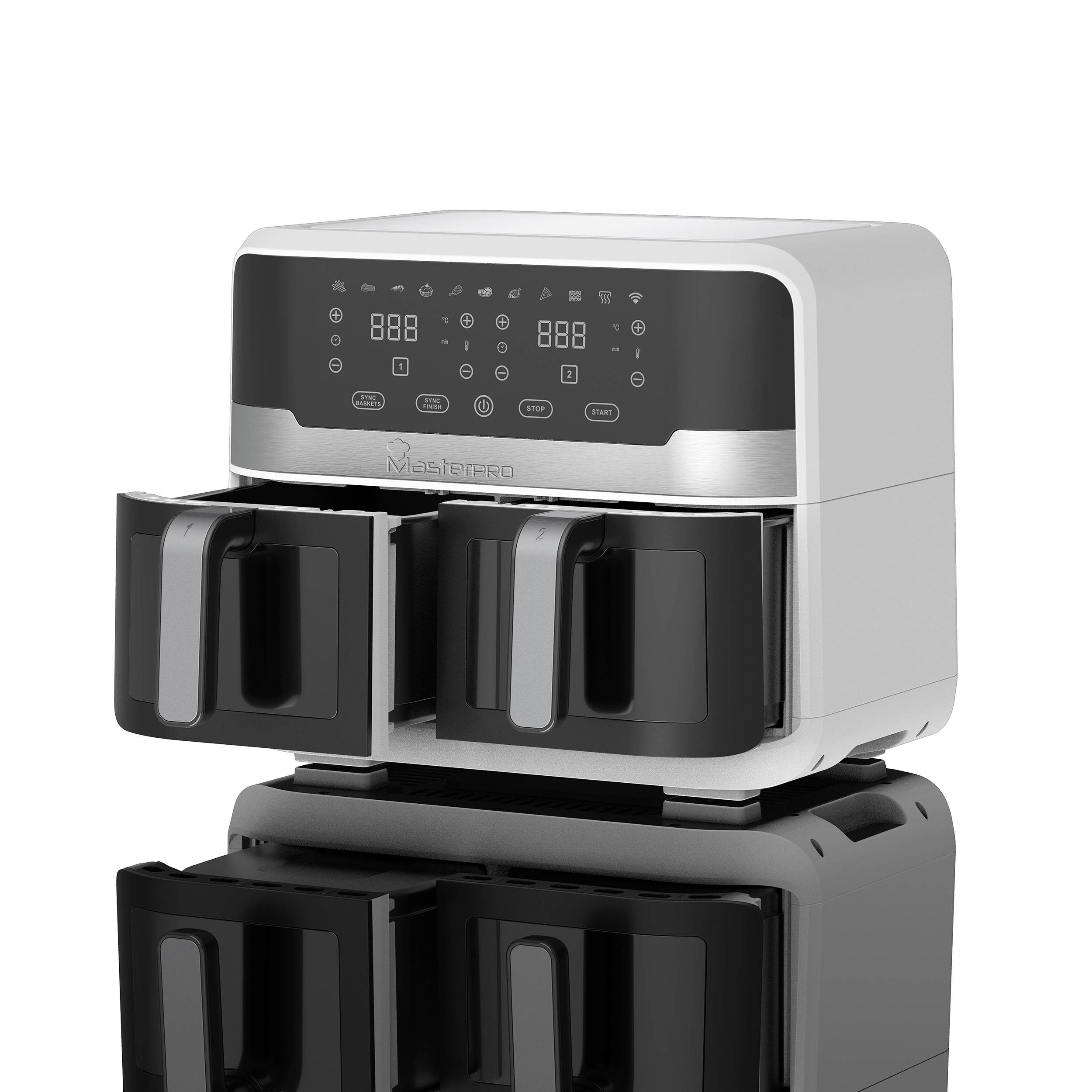 MasterPRO Rocket Duo Friteuse à air chaud 9 l 2400 W avec écran, voyant lumineux noir, argent