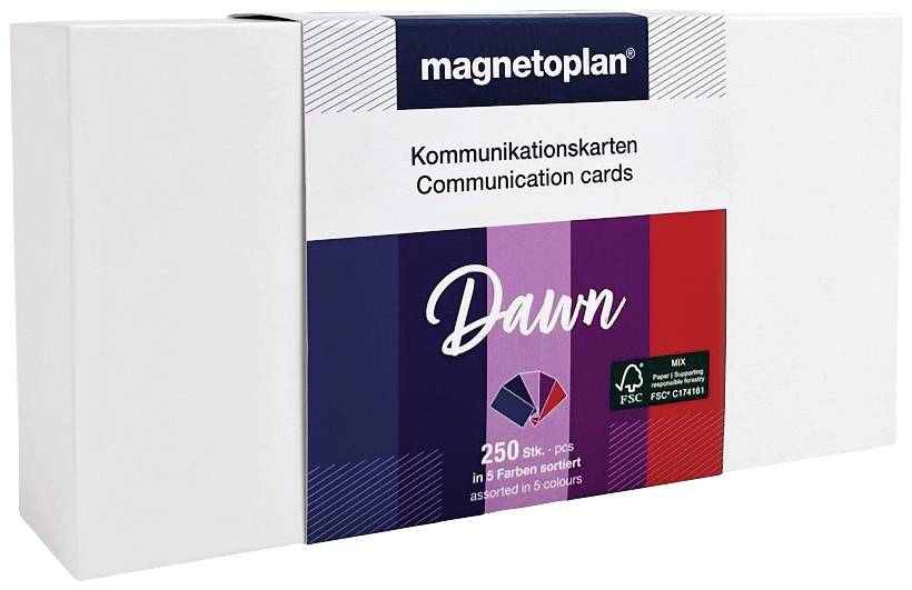 Emballage de 'magnetoplan' avec des cartes de communication en cinq couleurs, 250 pièces. Comprend un nuancier pour la sélection.
