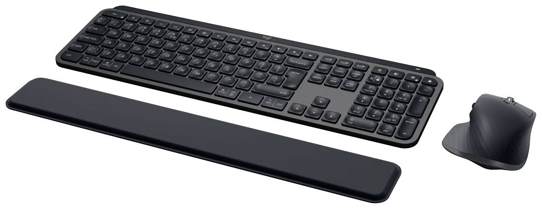 Logitech MX Keys S Combo Bluetooth Kit souris + clavier éclairé, ergonomique, fonction Multipair, repose-poignet allemand, QWERTZ