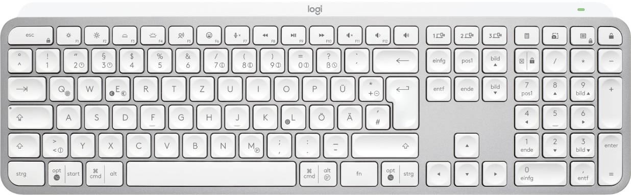 Logitech MX Keys S Bluetooth Clavier allemand, QWERTZ gris clair éclairé, ergonomique, fonction Multipair