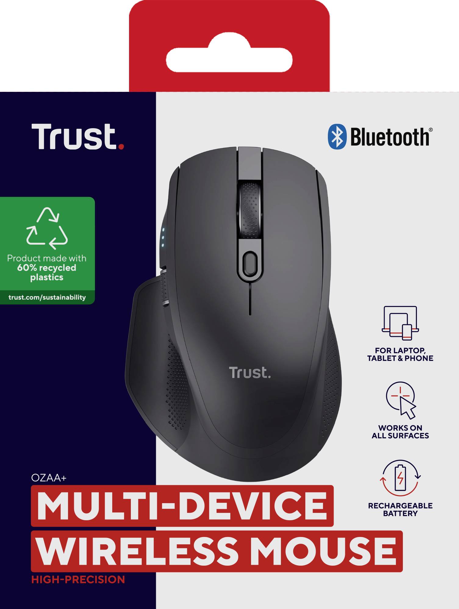 Trust OZAA+ MULTI-CONNECT Souris radio optique noir 6 Boutons 3200 dpi molette intégrée