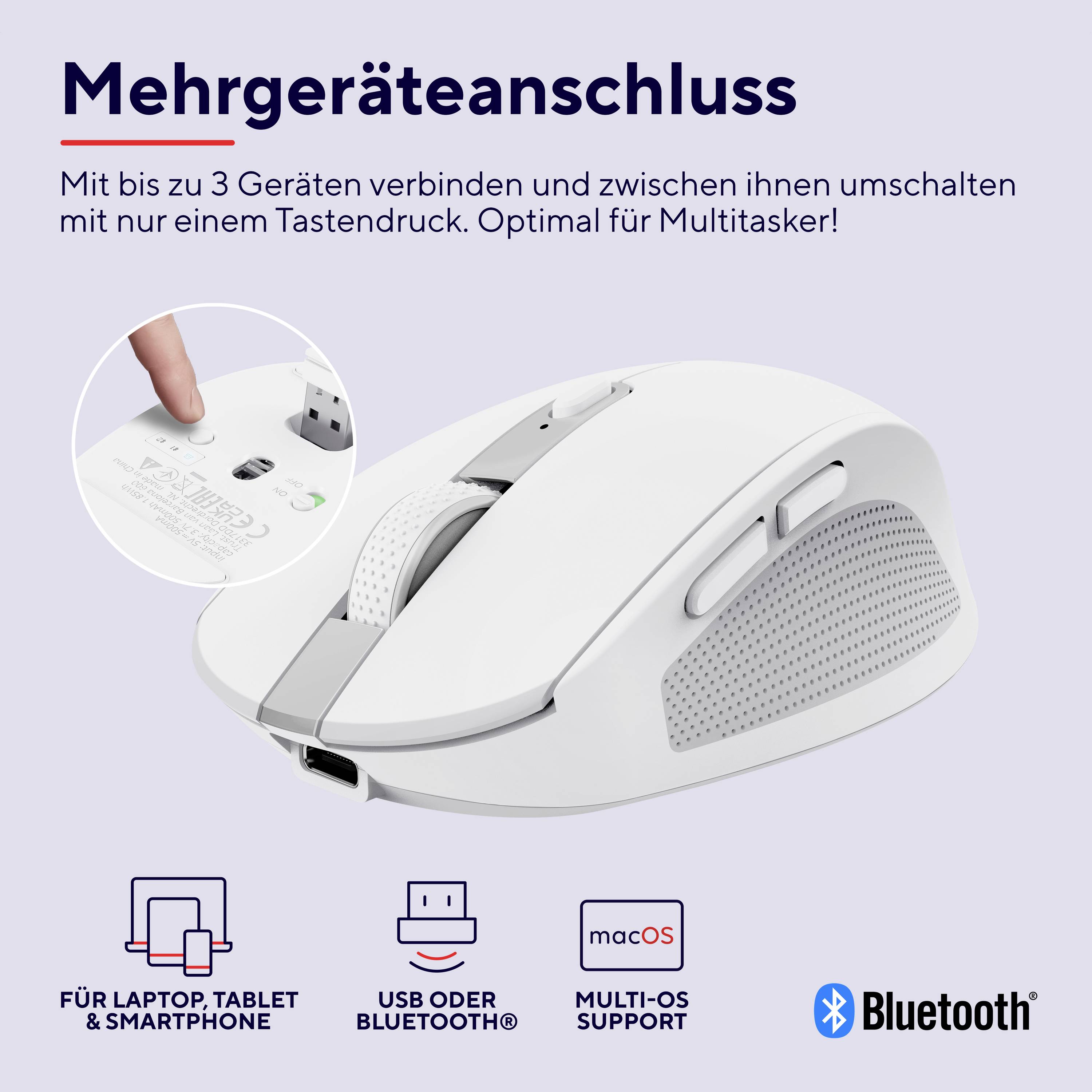 Trust OZAA COMPACT Souris radio optique blanc 6 Boutons 3200 dpi molette intégrée