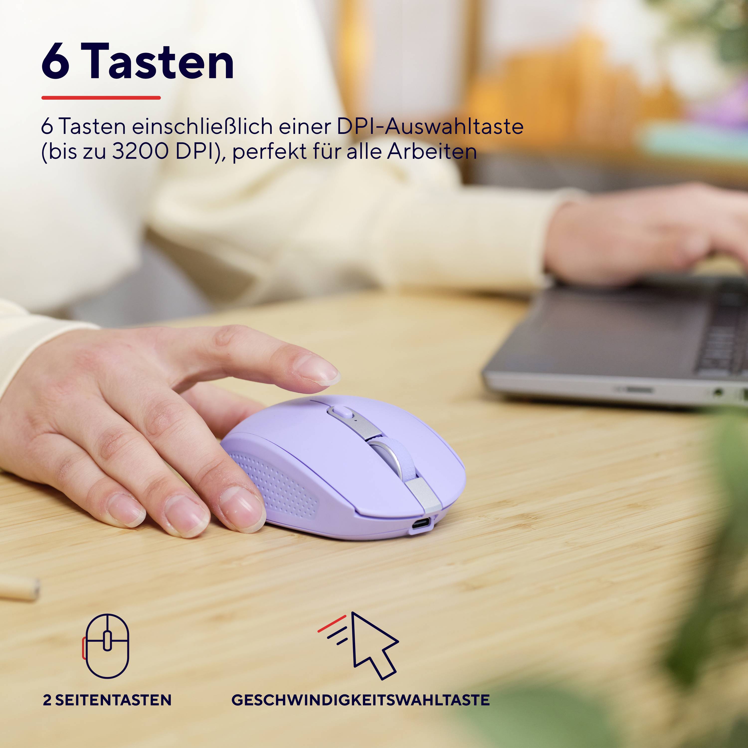 Trust OZAA COMPACT Souris radio optique violet 6 Boutons 3200 dpi molette intégrée