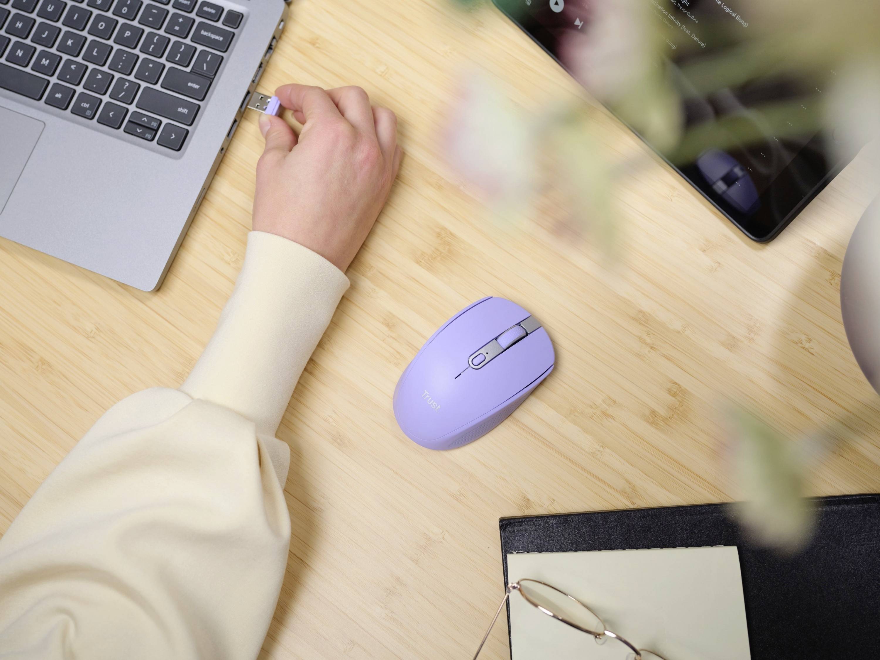 Trust OZAA COMPACT Souris radio optique violet 6 Boutons 3200 dpi molette intégrée