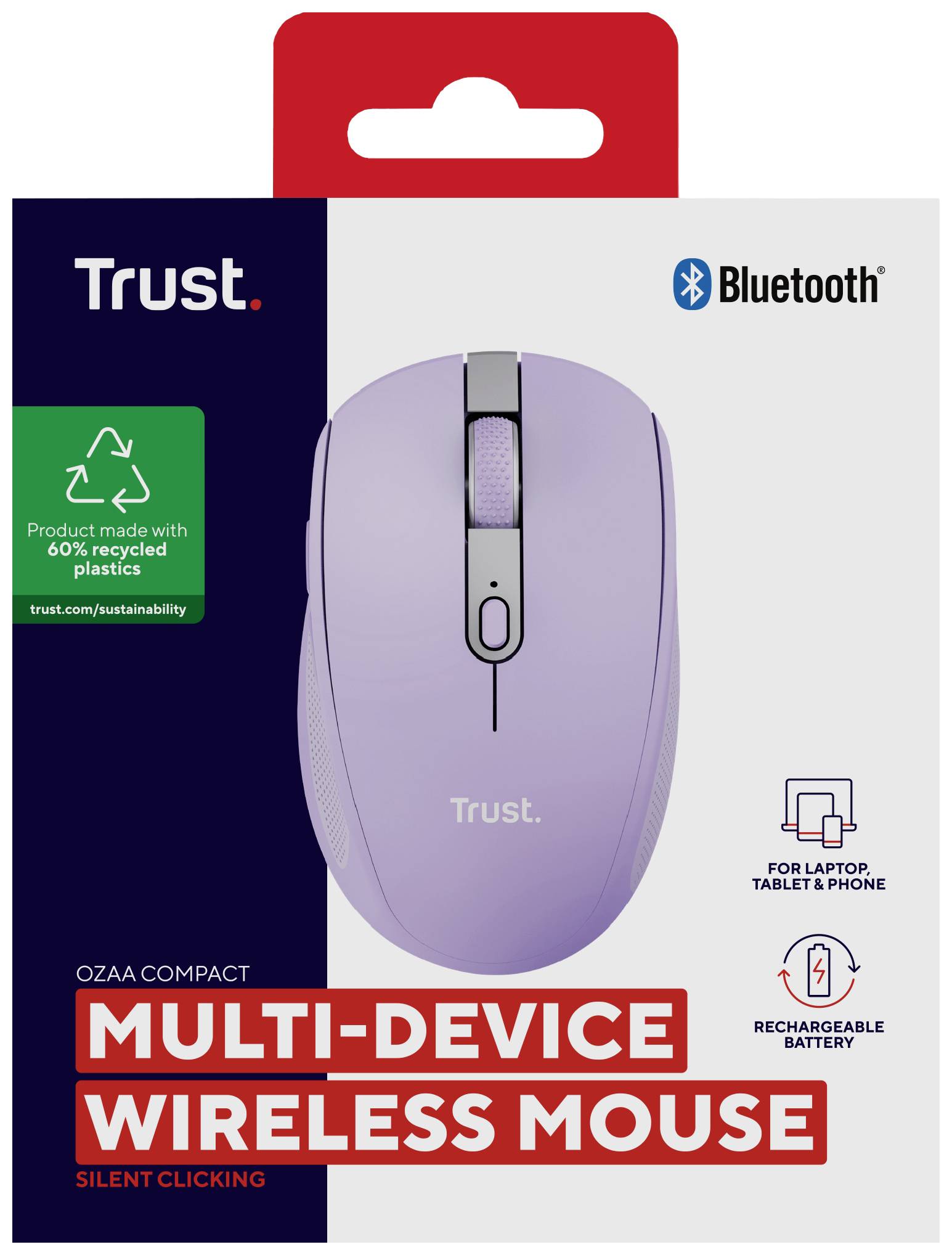Trust OZAA COMPACT Souris radio optique violet 6 Boutons 3200 dpi molette intégrée