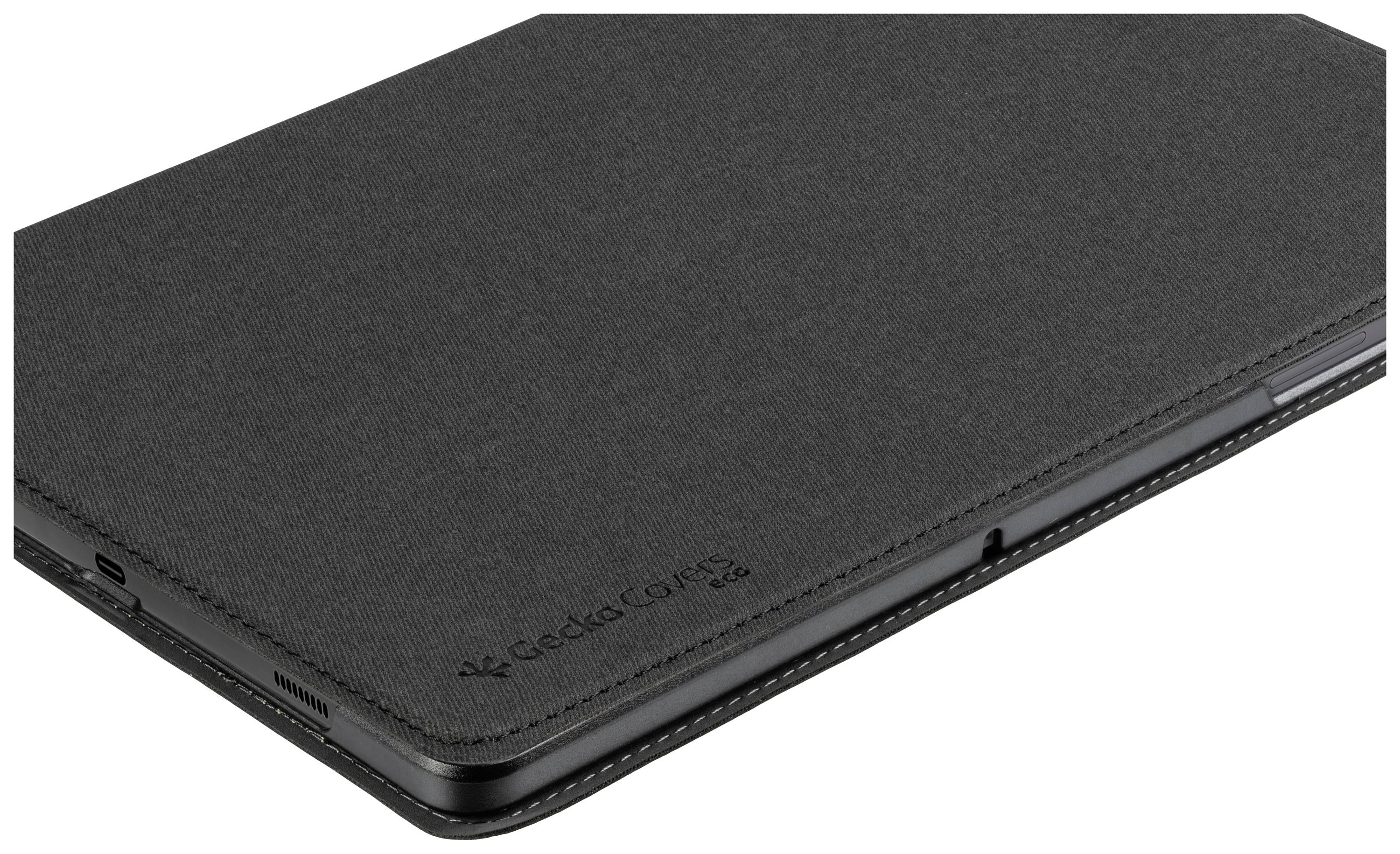 Une tablette noire dans un étui de protection sur lequel est gravé le texte « goodis CENTRIC ».