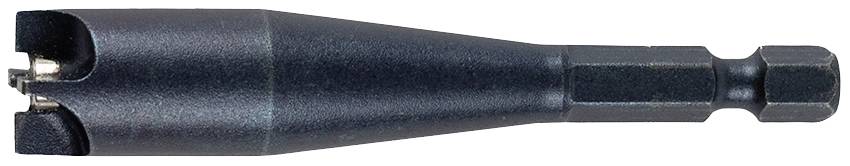 Un embout de perceuse noir en métal avec fixation hexagonale, adapté pour l'insertion précise de vis dans différents matériaux.