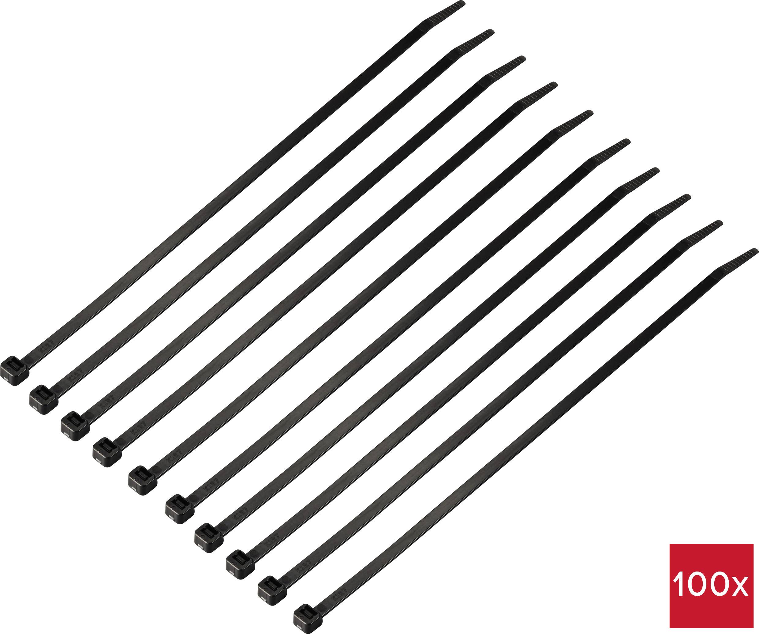 TRU COMPONENTS TC-12523696 Serre-câble 250 mm 4.8 mm noir Résistance au froid 100 pc(s)