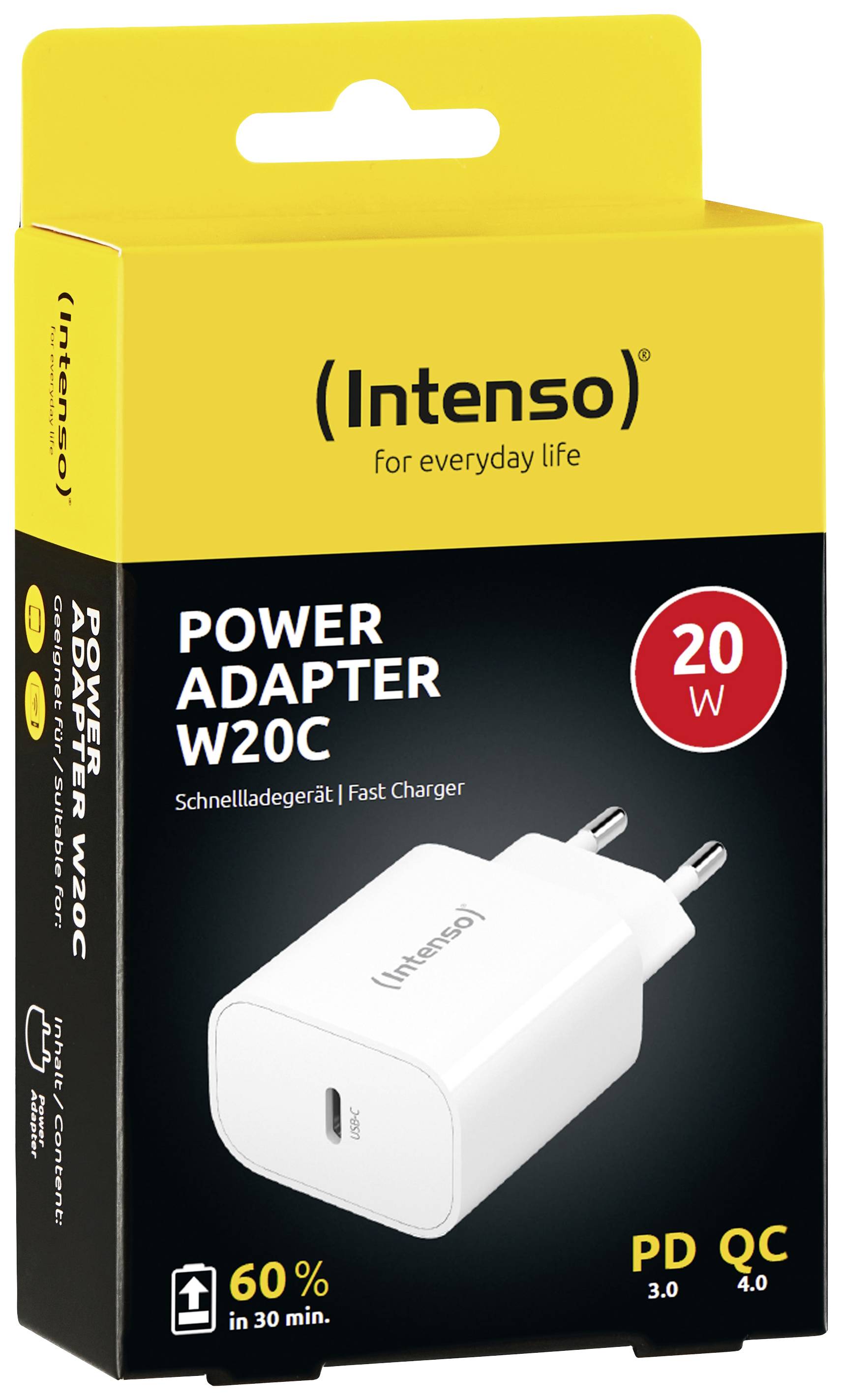 Intenso W20C Chargeur USB 20 W 1x USB-C® blanc intérieure USB Power Delivery (USB-PD)