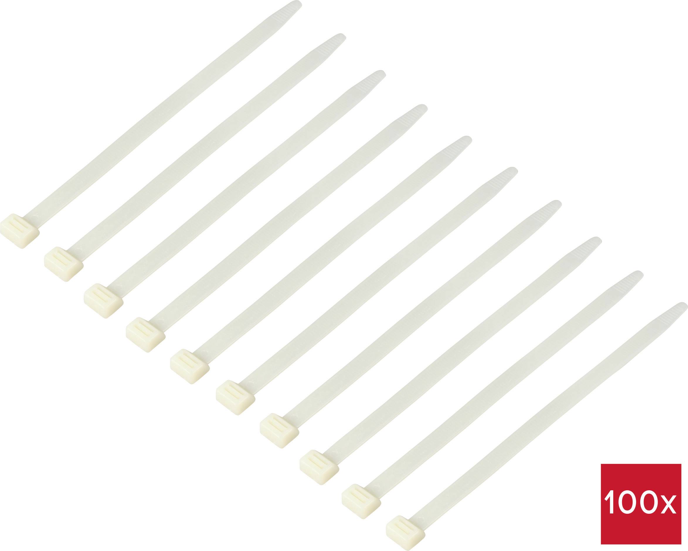 TRU COMPONENTS TC-12533312 Serre-câble 280 mm 12.7 mm blanc naturel HVAC 100 pc(s)