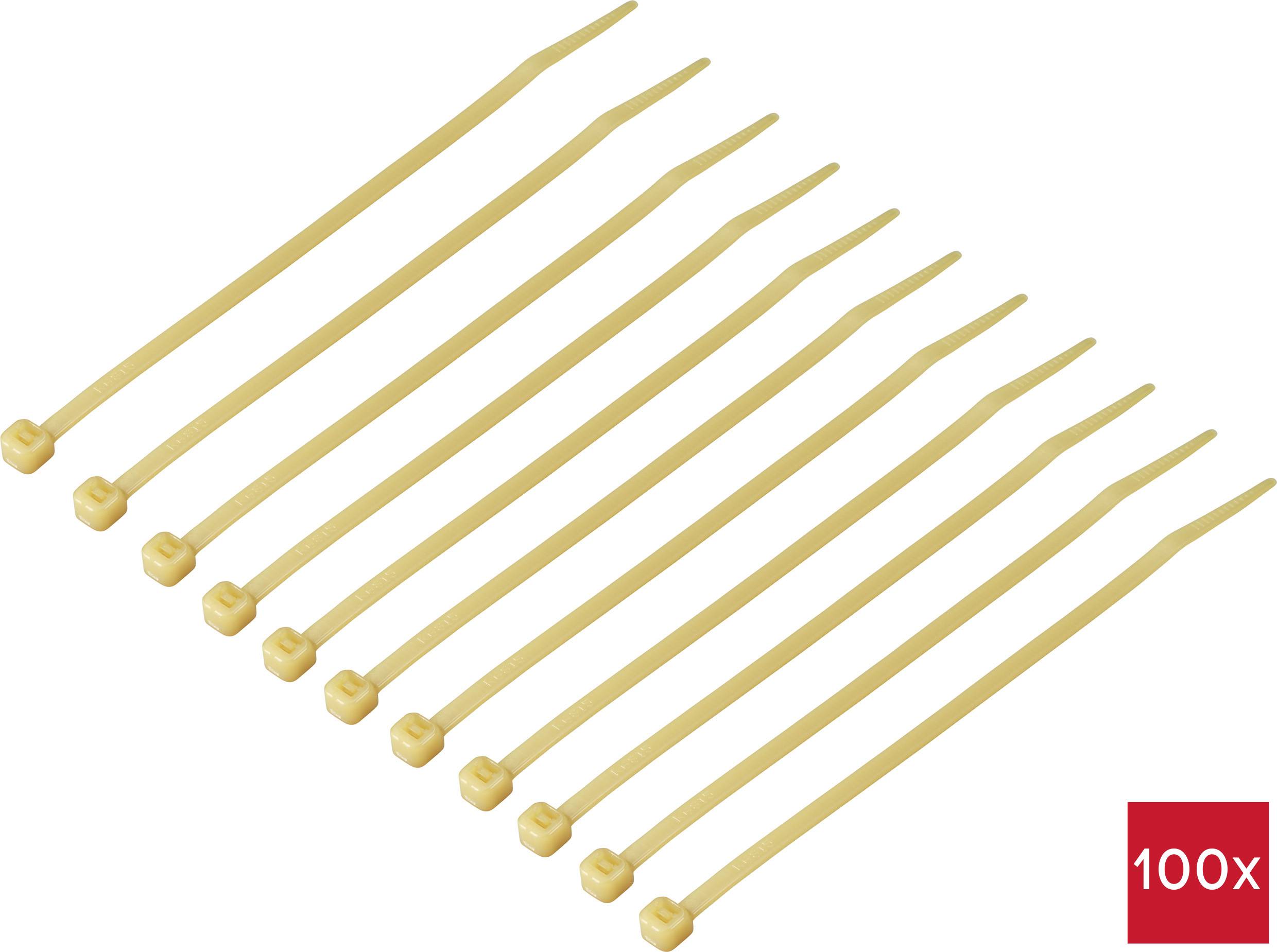 TRU COMPONENTS TC-12533328 Serre-câble 150 mm 3.6 mm marron clair pour les applications à haute température 100 pc(s)