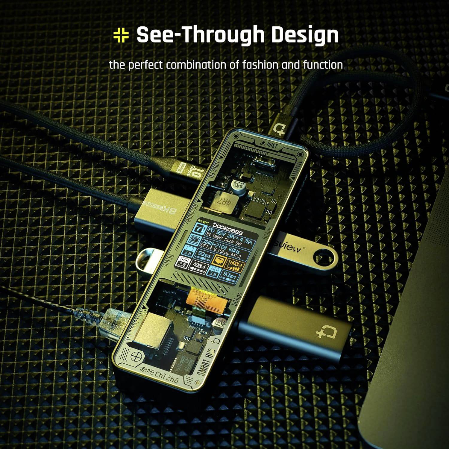 Dockcase Station d'accueil USB-C® DPB61L-EB Convient pour les marques: universel écran intégré, avec fonction de chargement