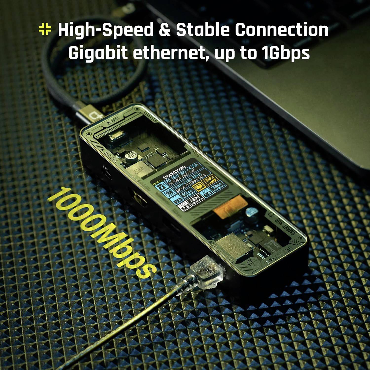 Dockcase Station d'accueil USB-C® DPB61L-EB Convient pour les marques: universel écran intégré, avec fonction de chargement