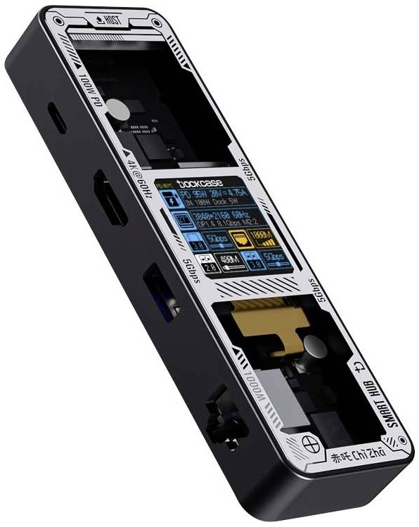 Dockcase Station d'accueil USB-C® DPB61L-EB Convient pour les marques: universel écran intégré, avec fonction de chargement