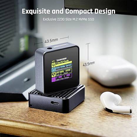 Dockcase Pocket Smart Boîtier pour SSD M.2 USB-C® (USB 3.2 Gen 2) 10 GBit/s M.2 PCIe NVMe 2230 DSWC1M-3G