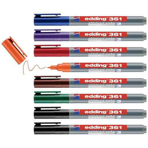 Edding 4-361-8-S2999 Set de marqueurs pour tableau blanc noir, rouge, bleu, vert, orange, marron, violet 8 pc(s) Edding 4-361-8-S2999 Set de marqueurs pour tableau blanc noir, rouge, bleu, vert, orange, marron, violet 8 pc(s)