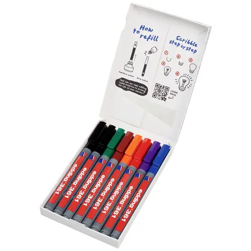 Edding 4-361-8-S2999 Set de marqueurs pour tableau blanc noir, rouge, bleu, vert, orange, marron, violet 8 pc(s) Edding 4-361-8-S2999 Set de marqueurs pour tableau blanc noir, rouge, bleu, vert, orange, marron, violet 8 pc(s)