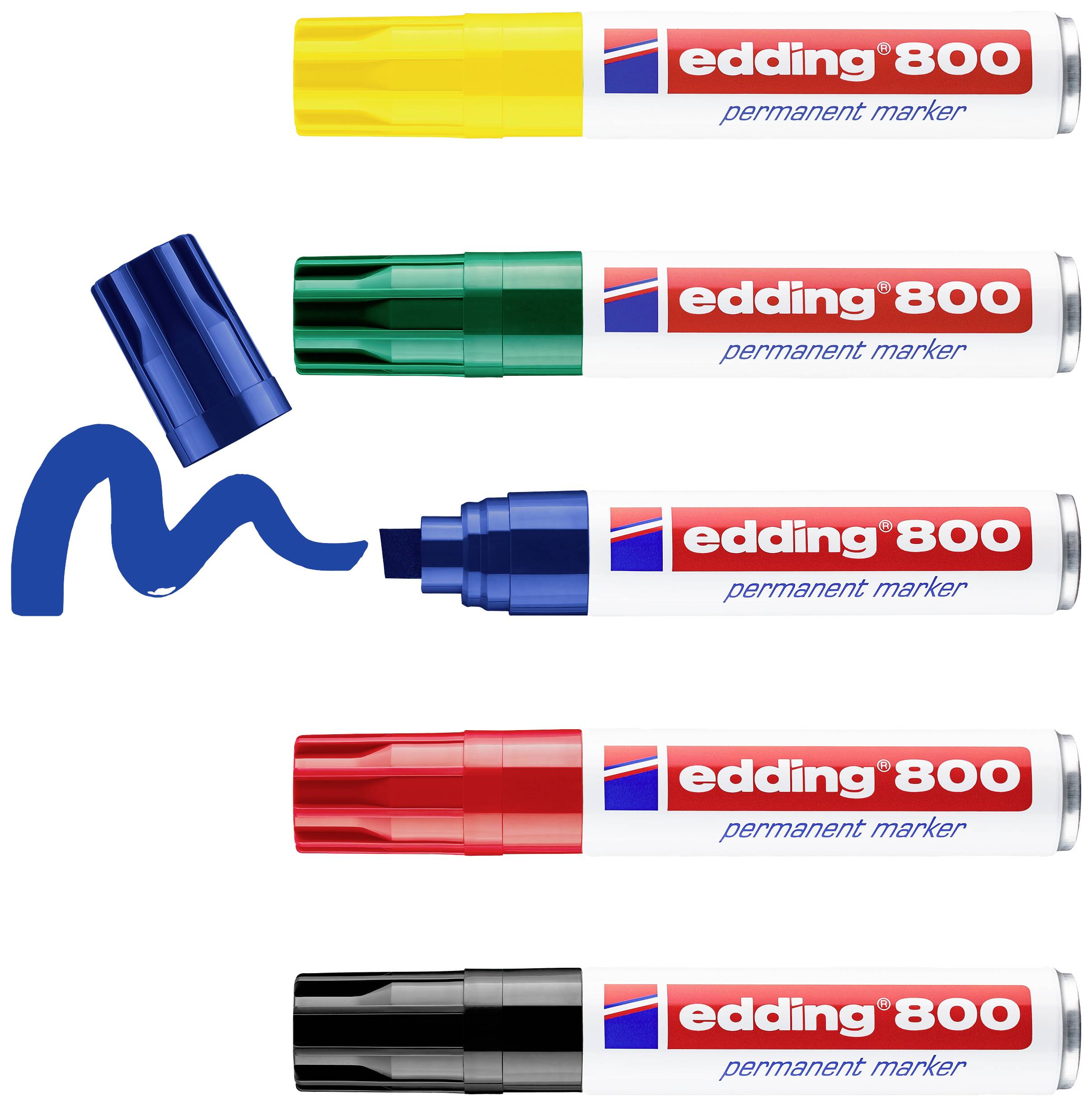 Edding 4-800999 Marqueur permanent noir, rouge, bleu, vert, jaune résiste à l'eau: oui
