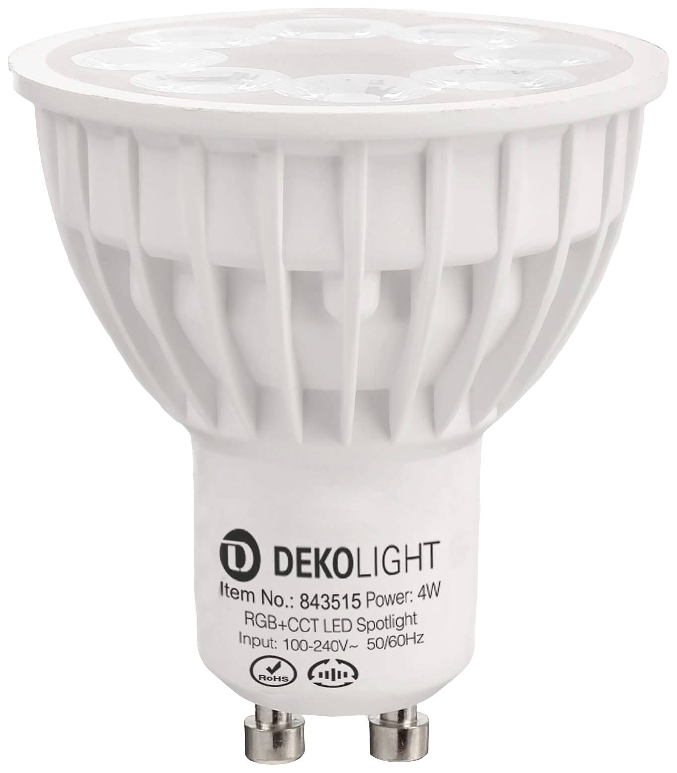 Deko Light 843515 LED CEE F (A - G) GU10 réflecteur 4 W de blanc chaud à blanc froid, RVB (Ø x L) 50 mm x 57 mm commandé par